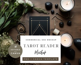 Mystical Tarot Card Mockup – PNG Canva Template (Digital Download)