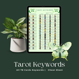 Palabras clave del tarot para imprimir, hoja de trucos del tarot para imprimir, cartas del tarot con significados para imprimir, cartas del tarot con significados, arte mural del tarot para imprimir