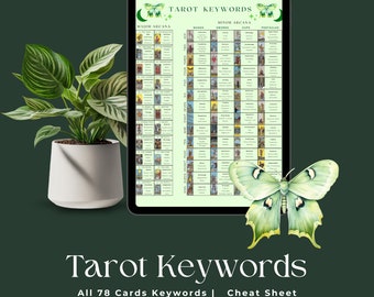 Palabras clave del tarot para imprimir, hoja de trucos del tarot para imprimir, cartas del tarot con significados para imprimir, cartas del tarot con significados, arte mural del tarot para imprimir