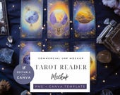 Mystical Tarot Card Mockup - PNG Canva Template (Digital Download)