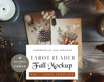 Autumn Tarot Card Mockup – PNG Canva Template (Digital Download)
