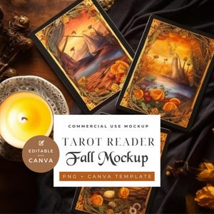 1 - Maqueta de carta del tarot / Lector de cartas del tarot PNG / Baraja de tarot PNG / Lectura de tarot / Cartas del tarot / Maqueta de cartas del oráculo / Tarot / Otoño