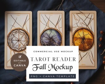 Autumn Tarot Card Mockup – PNG Canva Template