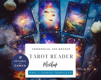 Mystical Tarot Card Mockup – PNG, Canva Template