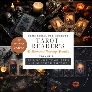 Tarot Card Mockup Bundle | Oracle Deck Cards Mockups | Tarot Card Deck PNG | Oracle Cards Mockup | Tarot Card PNG Bundle | Halloween Spooky