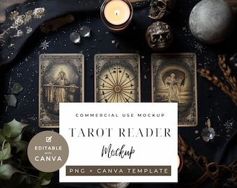 Tarot Card Mockup - Mystical Reader PNG (Canva Template)