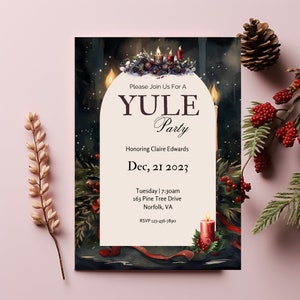Yule Holiday Party Invitation | Solstice Holiday | Winter Holiday Party Invitation | Xmas Invitation| Christmas Invitation HPT102