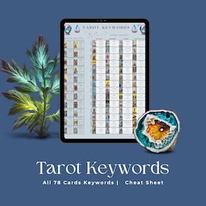 Palabras clave del tarot para imprimir, hoja de trucos del tarot para imprimir, cartas del tarot con significados para imprimir, cartas del tarot con significados, arte mural del tarot para imprimir