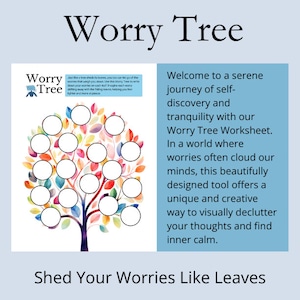 Worry Tree Worksheets, Anxiety Relief, Cognitive Distortions, Acceptance and Commitment Therapy, Therapy Worksheets, DBT, CBT Worksheets