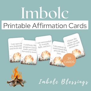 Cartões de afirmação Imbolc - Download digital - Conjunto de 30 - Afirmações para impressão, cartão de afirmação pagã, cartões de arte do sábado HPT104