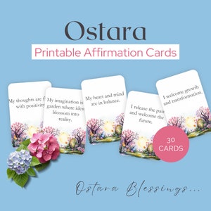 Cartões de Afirmação de Ostara - Download Digital - Conjunto de 30 - Afirmações para Imprimir, Cartão de Afirmação Pagã, Cartões de Arte do Equinócio da Primavera HPT105