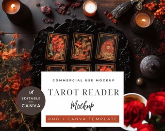 Mystical Tarot Card Mockup - PNG, Canva Template (Digital Download)