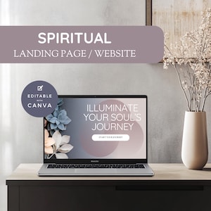 Spiritueller Coach Website Template für Canva, Mystisches Design, Astrologie, Tarot Karten, Healing Energy