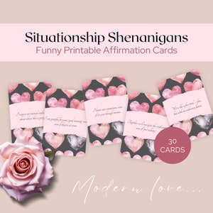 Situatiebevestigingskaarten - Digitale download - Set van 30 - Afdrukbare affirmaties, liefde, Valentijnsdag, romantiek,