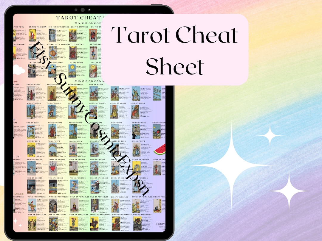Tarot Cheat Sheet Printable Tarot Meanings Tarot Keywords - Etsy