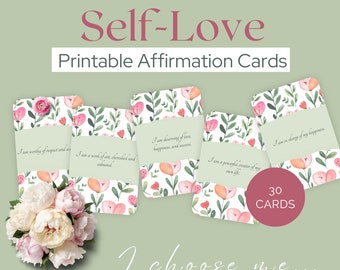Self-Love Affirmation Cards - 30 Printable Empowerment Cards (Digital Download)