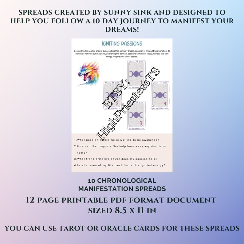 Printable Tarot Spreads Printable Tarot E Book Printable Tarot Notes ...