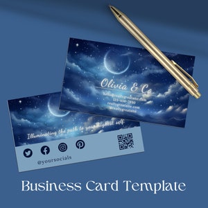 Tarjeta de visita del lector de tarot / Plantilla de tarjetas de visita / Tarjeta de visita del tarot / Diseño de tarjetas de visita / Plantilla Canva / Tarjeta de visita espiritual