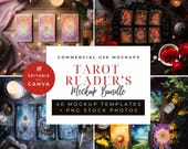Tarot Card Mockup Bundle – PNG Oracle Deck Templates (Canva)