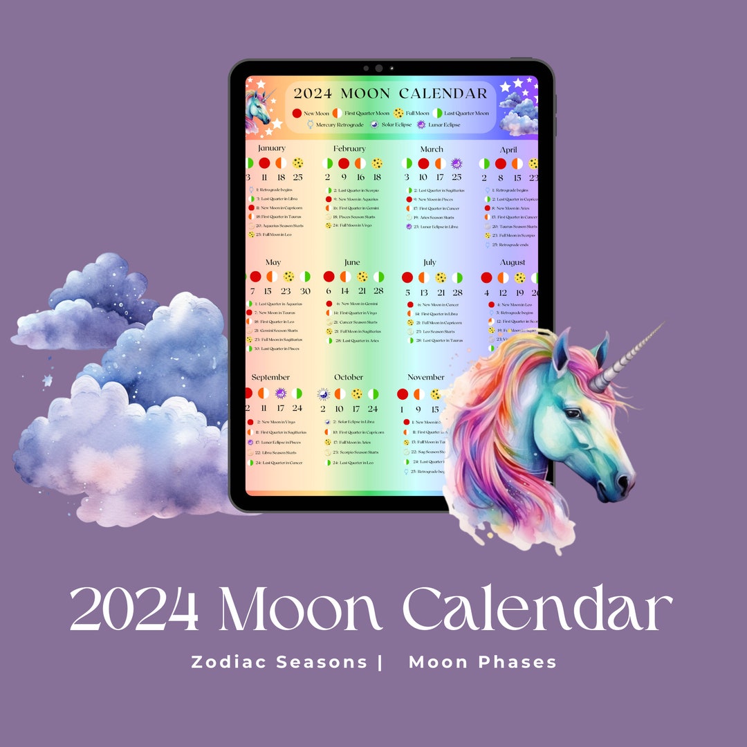 Moon Calendar 2024 Printable Moon Cycle 2024 Moon Calendar Printable ...