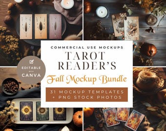 Autumn Tarot Card Mockup Bundle | PNG, Canva Template (Digital Download)