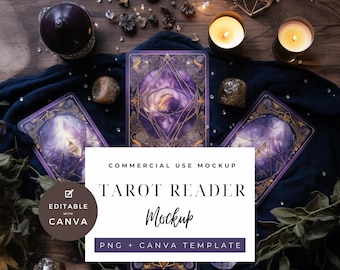 Mystical Tarot Card Mockup – PNG Canva Template (Digital Download)
