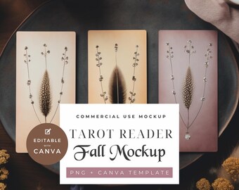 Autumn Tarot Card Mockup – PNG Canva Template (Digital Download)