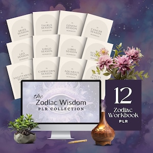 PLR Zodiac Guides, Astrology Planner, Astrology Workbooks, Canva Templates, Commercial Use, Grimoire Pages, Seasonal Zodiac Guides