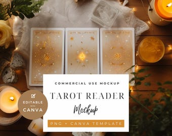 Tarot Card Mockup – Reader PNG, Canva Template