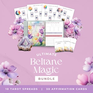 Pacote Mágico Ultimate Beltane | Pacote de cartas de tarô | Cartões de afirmação de Beltane | Presentes Beltane | Livro de feitiços mágico prático | HPT106