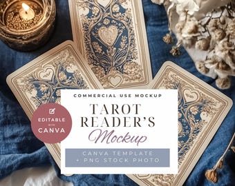 Tarot Card Mockup - PNG Canva Template (Digital Download)