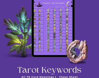 Palabras clave del tarot para imprimir, hoja de trucos del tarot para imprimir, cartas del tarot con significados para imprimir, cartas del tarot con significados, arte mural del tarot para imprimir