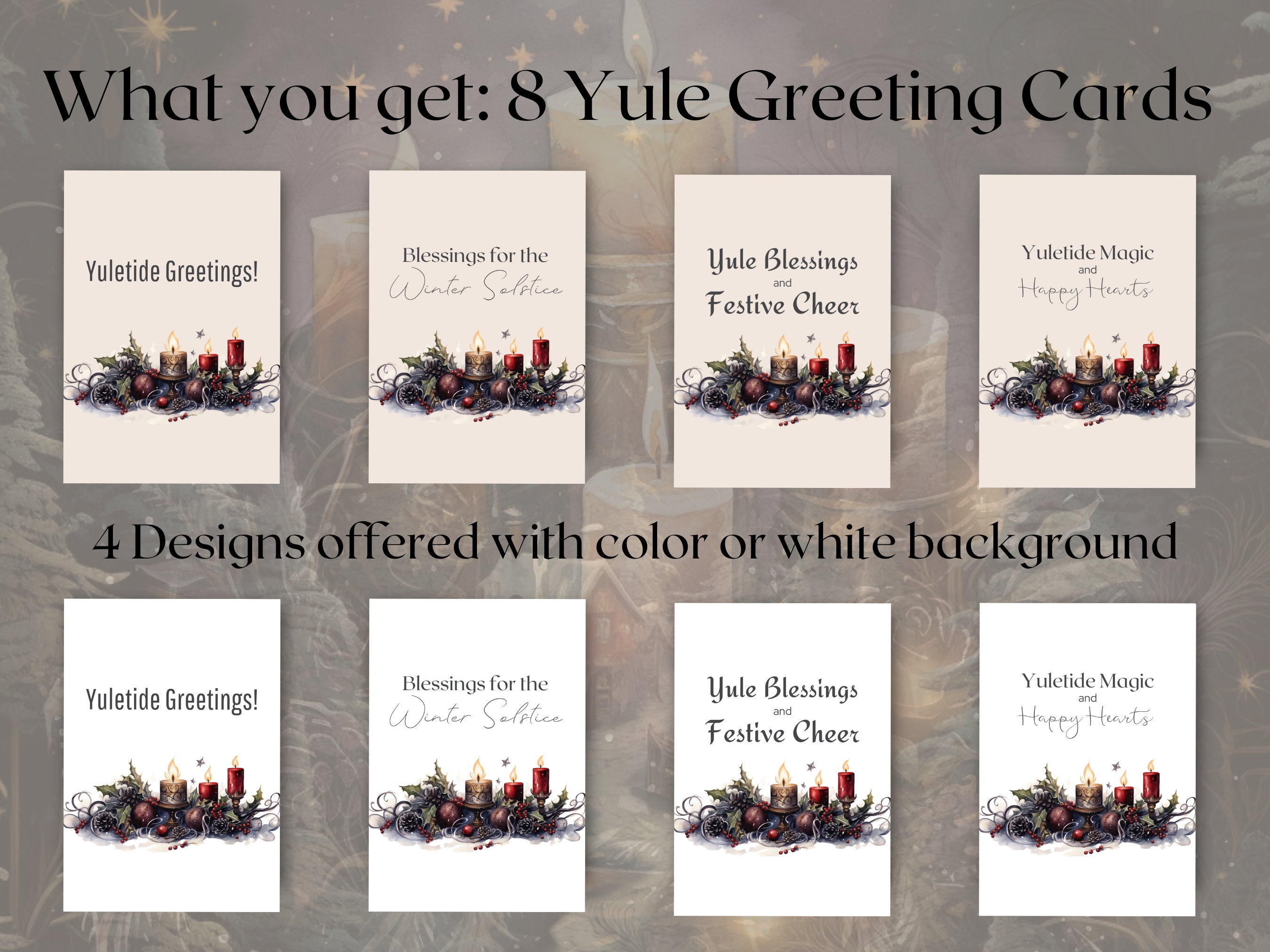 Yule Greeting Cards Solstice Greeting Cards Winter Holiday Greeting