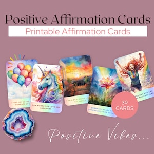 Cartões de afirmação positiva | Afirmações positivas, cartões de arte do arco-íris, autoconfiança, amor próprio, autoestima, autocuidado, cartões arco-íris