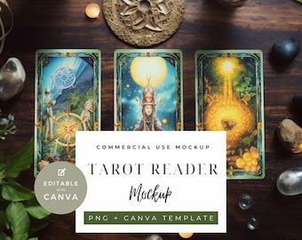 Mystical Tarot Card Mockup – PNG, Canva Template (Digital Download)