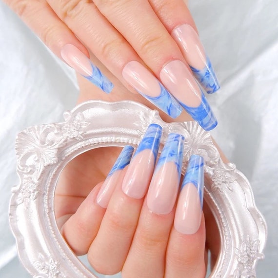 Ballerina Nails. Marble Nails. Blue Nails. Acrylic Nails. Spring Nails. |  Trendy nail design, Marble nail art, Trendy nails