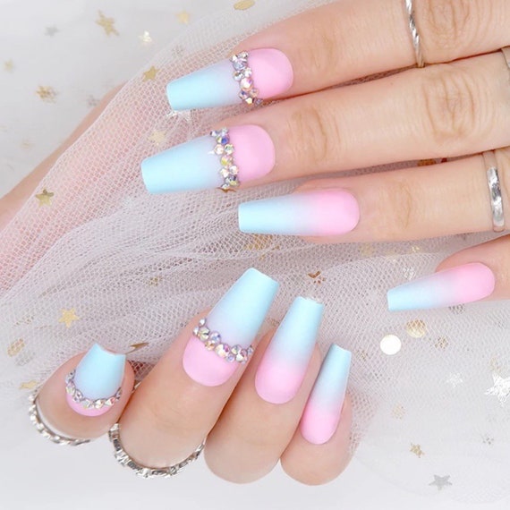 pink and blue nails