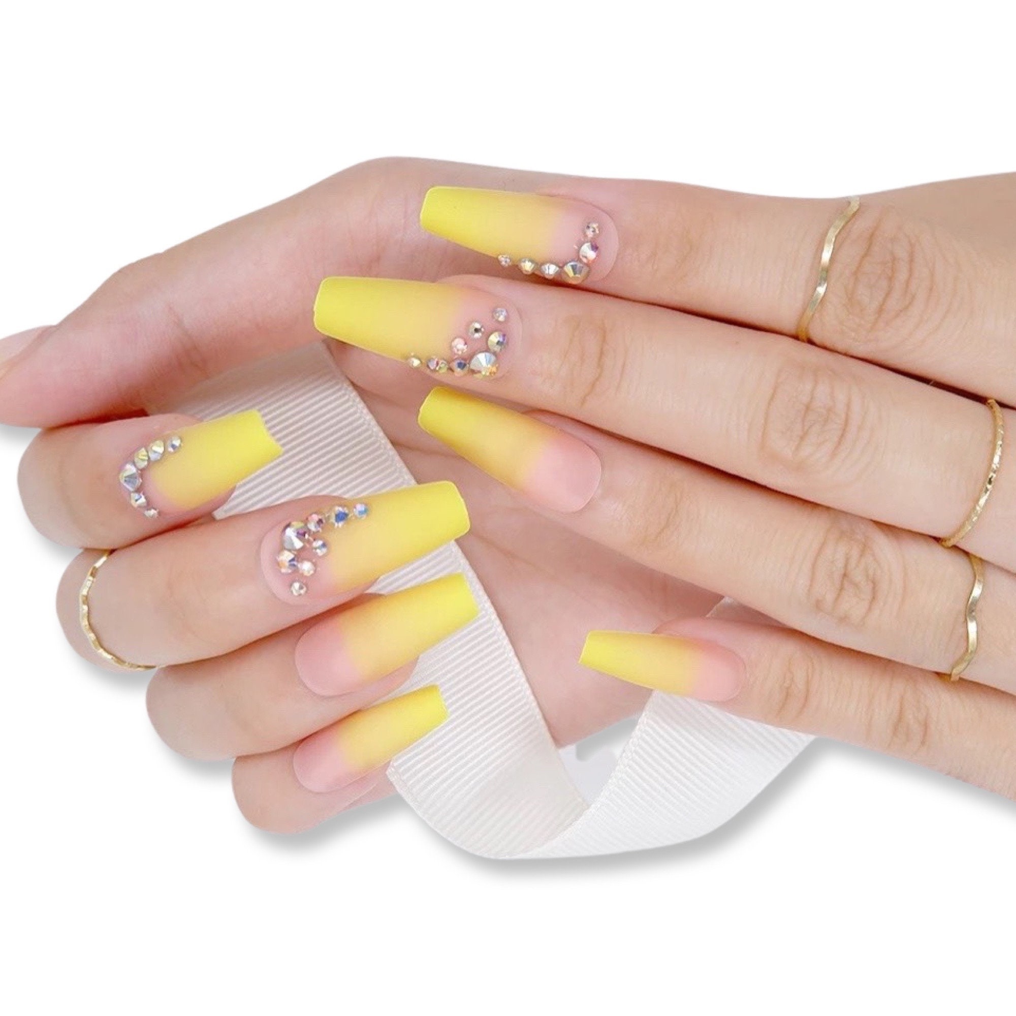 Yellow Ombré Coffin Nails by MargaritasNailz