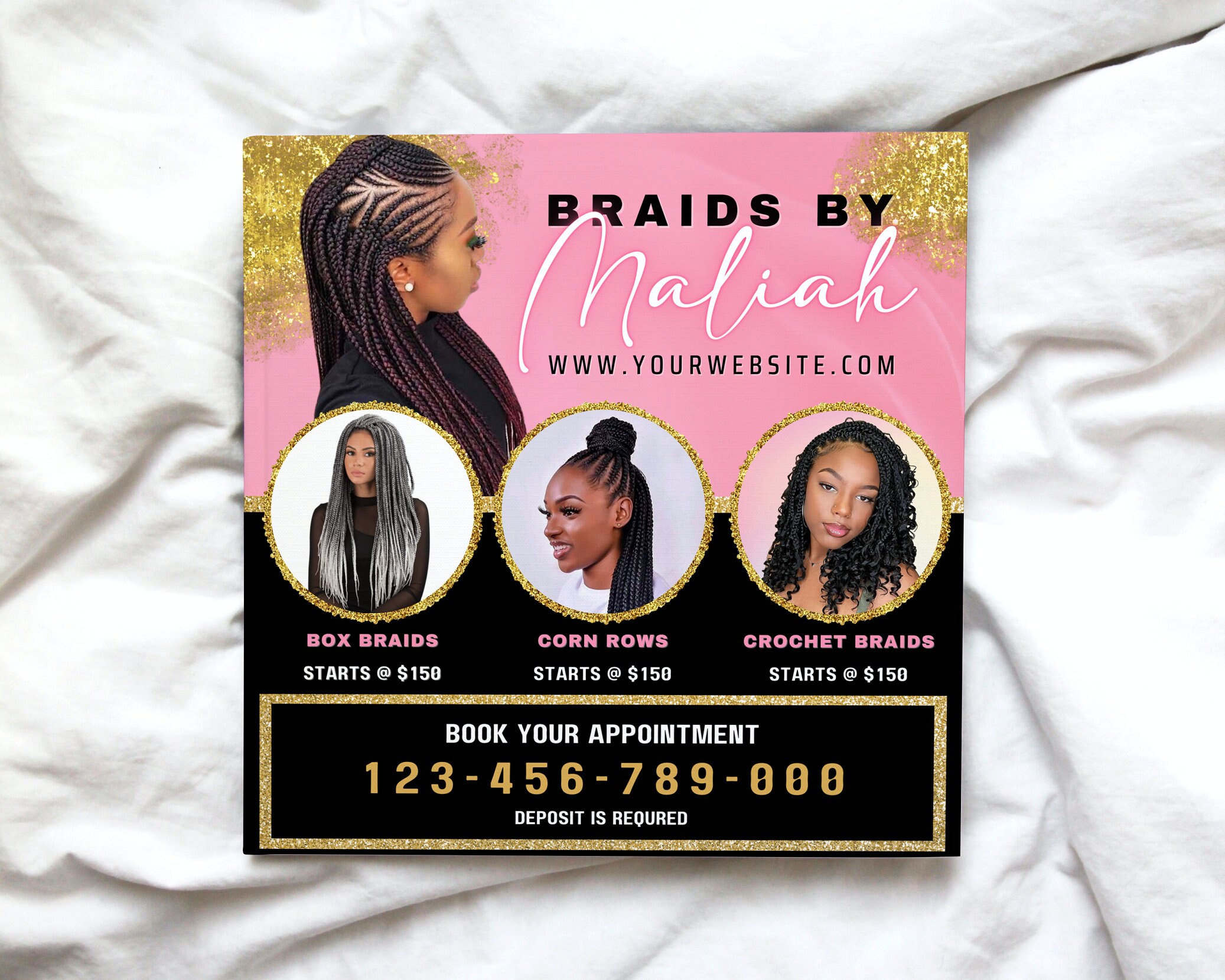 Hair Braiding Flyer, Hair Salon Flyer, Boutiques Hair Lash Tech Nails ...