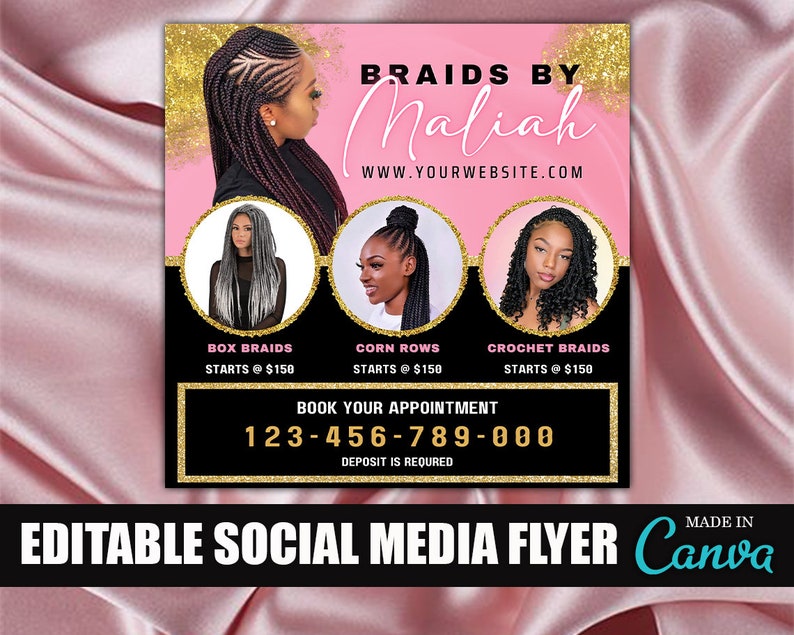 Hair Braiding Flyer, Hair Salon Flyer, Boutiques Hair Lash Tech Nails ...