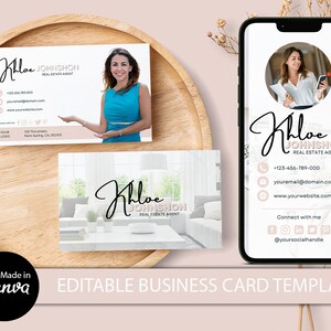 Digitale Visitenkarten Vorlagen Set, Canva Vorlage für Makler und Makler Home Sales Team