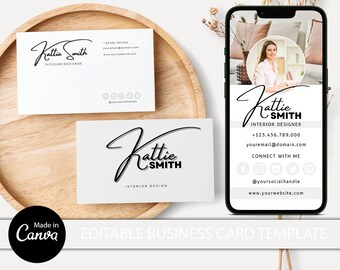 Digital Business Card Template, INSTANT DOWNLOAD Printable Business Card, Editable Business Card, DIY Calling Card, Affordable Card, Canva