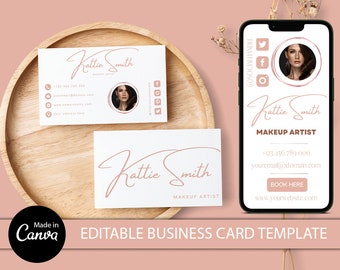 Digital Business Card & Business Card Set, Instant Download to Templates, Modern Editable Cards, Minimalist Printable Business Card Template