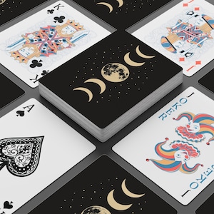 Moon Phase Poker Cards - Celestial Playing Card Deck, Lunar Design for Game Night, Witchy Gift Idea, Spiritual Game Accessory