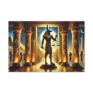 Anubis Canvas Wall Art 30x20&quot; - Only One Made, Buyer Exclusive - Unique Egyptian Mythology Decor Gift