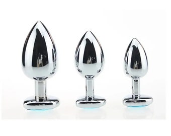 Jewelled End Stainless Steel Butt Plug Set (S/M/L) for Adults - Perfect for BDSM Play and Anal Stimulation