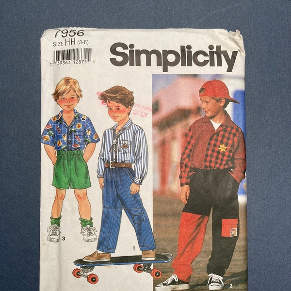 Vintage Simplicity Sewing Pattern 7956 Boy's Pants or Shorts and Shirt Sizes 3-6