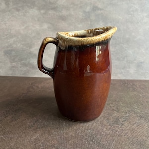Vintage Hull Oven Proof Brown Glazed Pottery Creamer