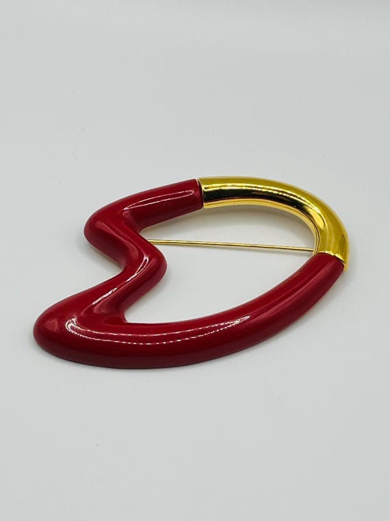 Vintage Monet Red and Gold Abstract Modernist Bro… - image 7