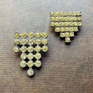 Vintage Art Deco Rhinestone Brooches — 1940s Geometric Designs